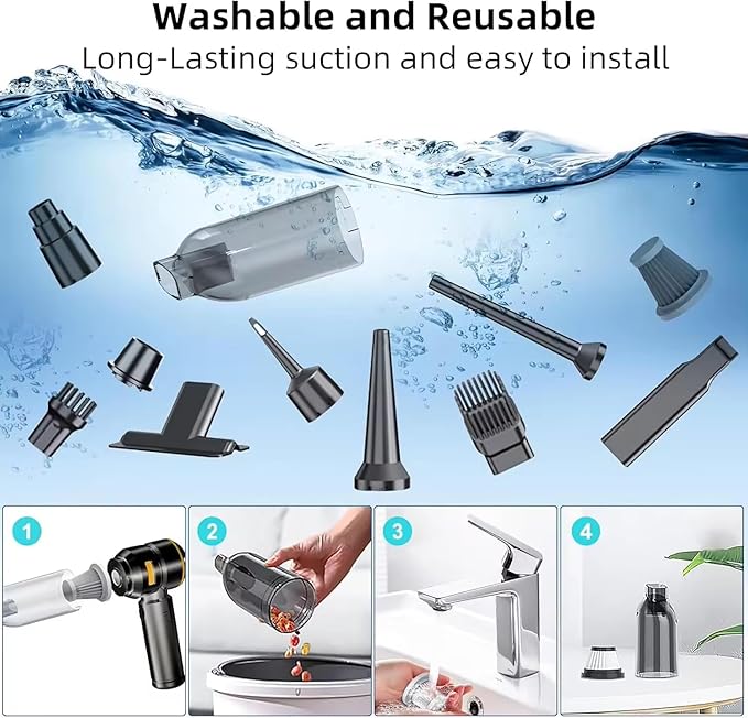 Handheld Cordless Vacuum,Car Vacuum Cleaner,4-in-1 22000PA High Power Portable Rechargeable Vacuum Cleaner with Brushless Mot
