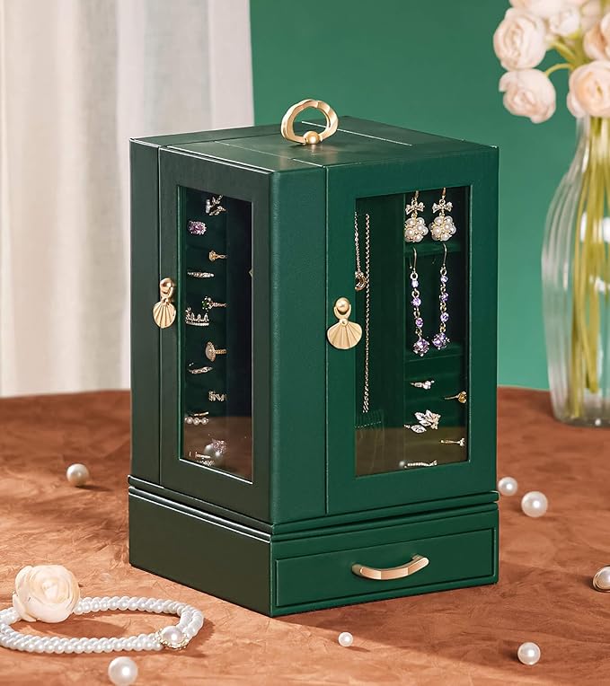 Enthralite Jewelry Box large for Dresser: Women Necklace Ring Storage Organizer with Compartments - Elegant Earring Holder Di