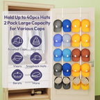 SWTYMIKI Over Door Hat Organizer - 2 Packs Metal Wall Mounted Hat Rack with 5-Tier Dual Hooks Design, Hanging Baseball Cap Or