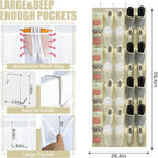 Windyun 40 Over the Door Shoe Organizer Large Breathable Mesh Pockets Hanging Shoe Rack for Closet Beige Behind Door Hanger S