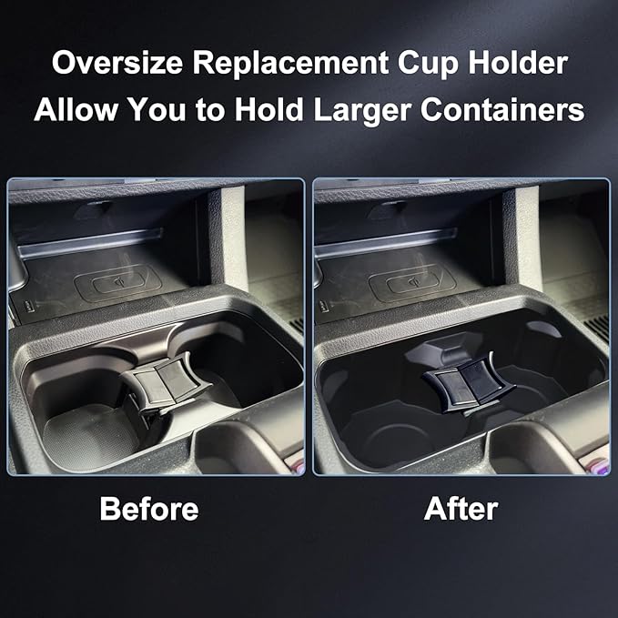 Kyostar Oversized Cup Holder for Toyota Tacoma 2016-2023, ABS Plastic Cup Holder Replacement, Black