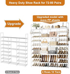 WOWLIVE 4 Row 10 Tiers Extra Large Shoe Rack Big Tall Metal Shoe Shelf, Heavy Duty Organizer for Closet Entryway, Boot Rack S