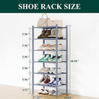 Smiry Shoe Rack, 6 Tier Small Bamboo Shoe Organizer, Stackable Free Standing Wooden Shoe Storage Shelf for Closet, Entryway, 