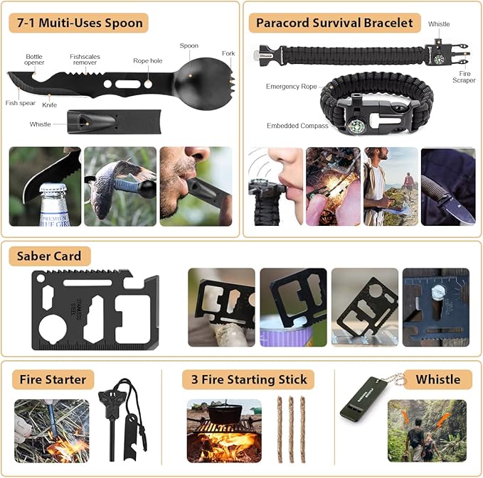 Survival Kit, 250Pcs Survival Gear First Aid Kit with Molle System Compatible Bag and Emergency Tent, Emergency Kit for Earth