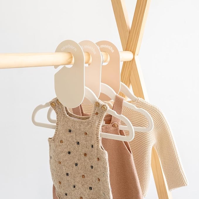 3 Sprouts Baby Closet Dividers 8-Piece Set Newborn to 2T - Double-Sided Organizer for Nursery Clothing Storage - Neutral
