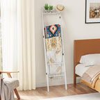 BAMBANG 6-Tier Blanket Ladder for Living Room, Blanket Quilt Ladder Rack Rustic Decorative Towel Holder, Wall Leaning Blanket