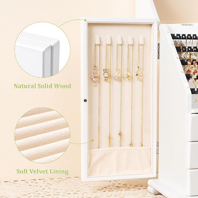 Jewelry Box Organizer, Rustic Wooden Jewelry Boxes for Women Girls, Large Storage Earring Holder Organizer Display for Earrin
