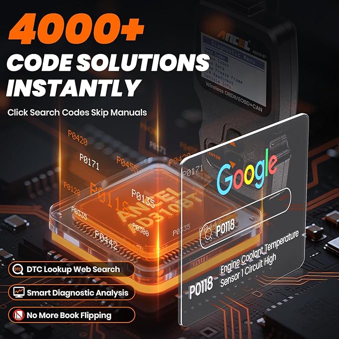 (Upgraded AD310) ANCEL AD310BT OBD2 Scanner Bluetooth - Check Engine Code Reader, Escaner Automotriz with Premium App On iOS