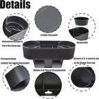 Iokone Coin Side Pocket Console Side Pocket Leather Cover Car Cup Holder Auto Front Seat Organizer Cell Mobile Phone Holder (Slim-Black)