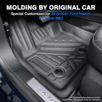 KUST Floor Mats for 2013-2020 Ford Fusion/Lincoln MKZ, All Weather Protection 2 Row Floor Liners Set Black Non-Slip