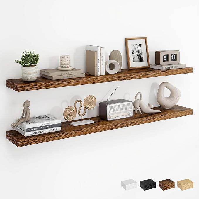 Dreamland 48Inch Floating Shelves for Wall, Rustic Wooden Storage Shelf for Living Room, Kitchen, Farmhouse, Wall Mounted Dis