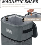 HOTOR Car Trash Can, Multifunctional Car Accessory for Interior Car Stuff Storage with Compact Design, Waterproof Car Organizer and Storage with Adjustable Straps, Magnetic Snaps, 2 Gallons, Gray