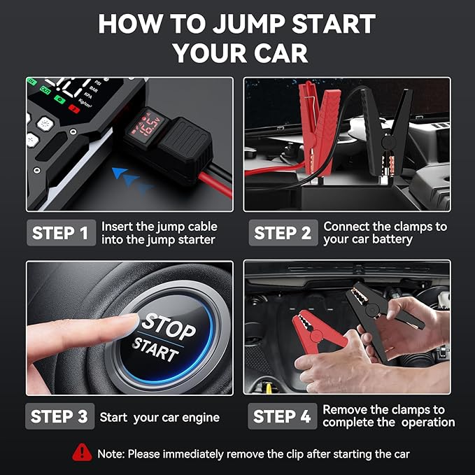 Portable Car Jump Starter with Air Compressor, ACEZUK 150PSI 8000A Jump Starter (All Gas/10.0L Diesel), 12V Battery Jump Box