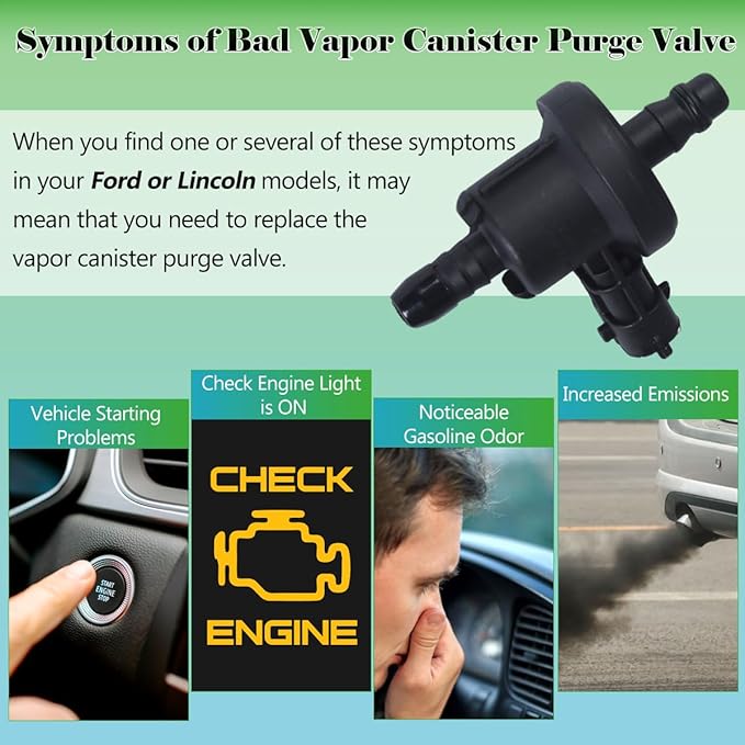 Vapor Canister Purge Valve BV619G866AA Compatible with 2013-2018 Ford Escape, 2014-2019 Fiesta, 2013-2018 Focus, 2015-2018 Li