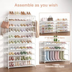 LANTEFUL 10 Tiers Shoe Rack 50 Pairs Large Capacity Tall Shoe Organizer Sturdy Shoe Storage with Two Hooks Space Saving Metal