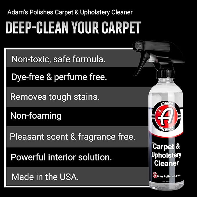Adam's Polishes Carpet & Upholstery Cleaner - Powerful Carpet Cleaner For Auto Detailing | Cloth, Upholstery & Fabric Car Int