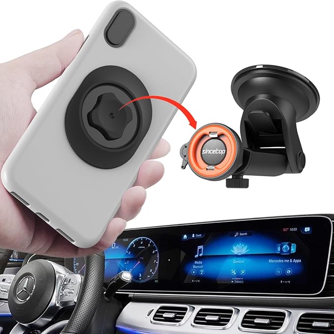 sincetop Car Phone Holder Mount, Cell Phone Mount for Car Dashboard Windshield, 3 in 1 Super Suction Cup with Strong Sticky Gel, Adjustable Universal for All Phones【Series C - 1st Gen】