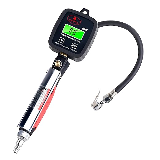 AEROPRO Tools Digital Tire Inflator with Pressure Gauge, 203 PSI Air Chuck and Compressor Accessories Heavy Duty with Rubber Hose and Quick Connect Coupler with Display Resolution