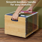 Sbanmao Letter/Legal Bamboo Acrylic File Box Organizer, Hanging File Folder Storage Boxes, Decorative Document Crate Transpar