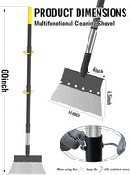 Garden Flat Shovel, Heavy Duty Multifunctional Cleaning Shovel with 60" Adjustable Long Handle, Metal Floor Scraper Tool for Weeding, Scraping, Ice & Snow Removal, Driveway, Sidewalk, Garden, Outdoor
