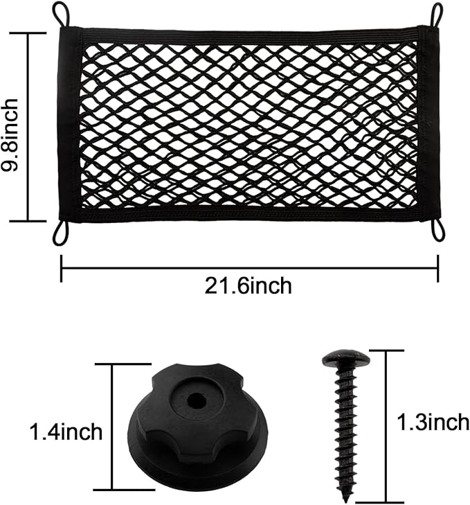 2 Pack Small Cargo Net Pocket Storage Pouch Bag 21 x 9.8 Inches RV Netting Elastic Automotive Cargo Nets with 8 Mounting