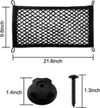 2 Pack Small Cargo Net Pocket Storage Pouch Bag 21 x 9.8 Inches RV Netting Elastic Automotive Cargo Nets with 8 Mounting