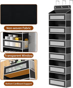 Over The Door Organizer with 6 Large Pockets, Over the Door Storage 12 Side Pockets, Hanging Door Organzier 44 lb Load Behind