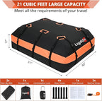 21 Cubic Ft Rooftop Cargo Carrier, Waterproof Car Roof Bag for Vehicles with or Without Rack, Soft Roof Top Luggage Bag for Travel, Camping, Moving(Soft car roof Bag, 21 Cubic feet)