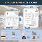 8 Pack Vacuum Storage Bags – 4 XXL & 4 Jumbo Vacuum Seal Bags for Blankets, Comforters, Clothing & Bedding - Space Saver Comp