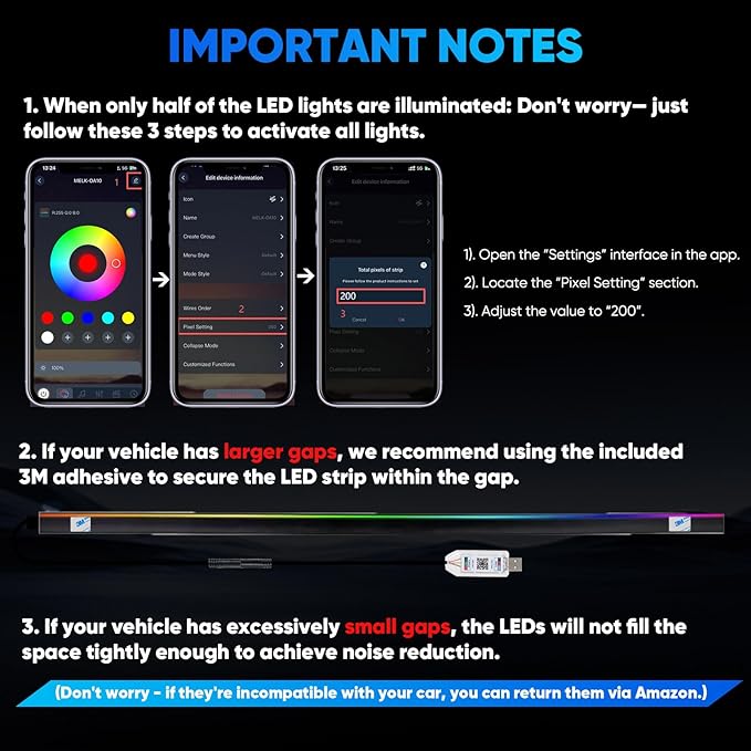 LED Strip Lights for Car Windshield 59in, RGB Ambient Lighting Car Interior with Noise Reduction, 16 Million Colors, Music Mode and Smart Control Car LED Lights Interior