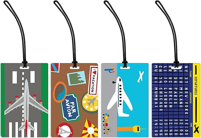 R. Nichols Airport Travel Luggage Tag Set - Sturdy Waterproof Plastic Travel Labels for Baggage, Suitcases, Backpacks, and Di