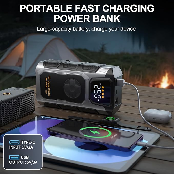 5500A Jump Starter with Air Compressor 150PSI Portable Car Battery Charger Combo Tire Inflator for up to 9.5L Gas/8.0L