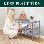 Smiry Bamboo Shoe Rack 3-Tier, Stackable Wooden Shoe Organizer for Entryway & Closet, Free Standing Wood Shoe Storage Shelf f