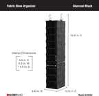 ClosetMaid 20502 10-Shelf Fabric Hanging Closet Organizer for Shoes, Hats, Handbags, Clothes with Charcoal Black Finish