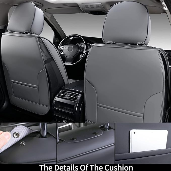 Coverado Front Seat Covers, Waterproof Nappa Leather Car Seat Cover, Sideless Car Seat Covers Front Seats, Driver Seat Cover,