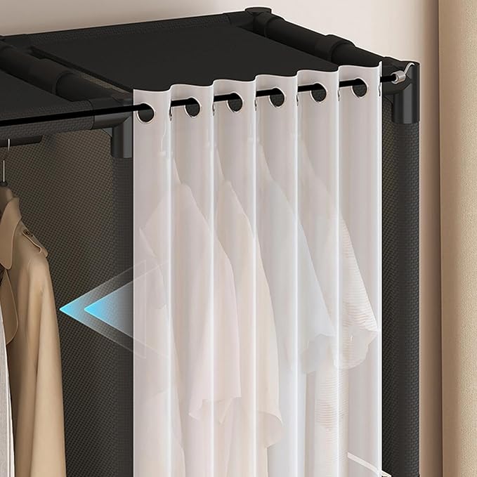Portable Closet,Portable Closets for Hanging Clothes,Japanese Style Wardrobe Clothing Rack with 4 Drawers,3 Hanging Rods and 