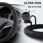 Steering Wheel Cover for Chevy Malibu 2016-2024/ Equinox 2018-2024/ Bolt EV 2017-2021/ Volt 2016-2019, Car Steering Wheel Cover for Chevrolet (Black Perforated Leather)