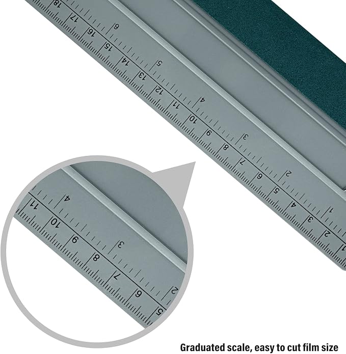 FOSHIO 8 Inch Felt Squeegee for Vinyl wtih Ruler 20CM 4 Round Corners Universal Card, Window Tint Film Installing Hard Silver PP Car Vinyl Wrap Scraper Tool