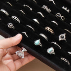 SPAKOWN Ring Box Display Holder, Clear Velvet Jewelry Storage Tray Organizer for Ring Stud Earring (Black, 5 Drawers)