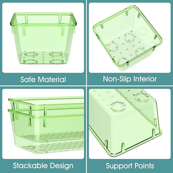 WOWBOX 25 PCS Plastic Drawer Organizer Set, 4 Sizes Desk Drawer Divider Organizers and Storage Bins for Makeup, Jewelry, Gadg