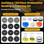 136PCS 3 Inch Wet/Dry Sanding Disc & Polishing Kit, 60-10000 Grit Hook & Loop Pads with Hand Pad for Drill or Manual Use, Hea