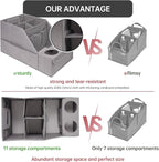 MULISOFT Car Seat Organizer - Backseat Organizer with 11 Storage Compartments and 2 Cup Holders for Travel, Kids