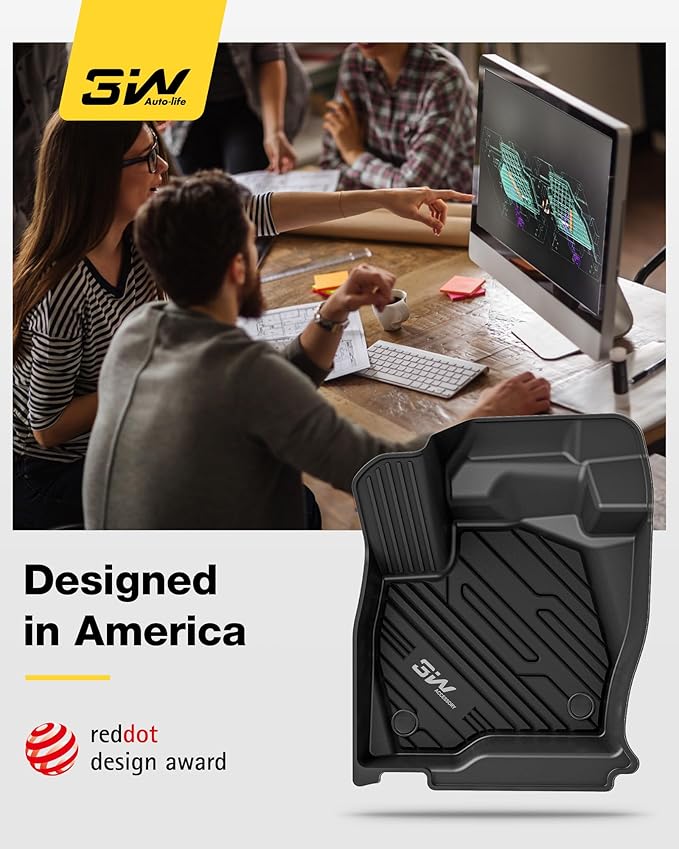 3W Floor Mats Fit for Ford Edge 2015-2024 and Edge ST 2019-2024, TPE All Weather Custom Fit Edge Floor Liner, 1st & 2nd Row Full Set Car Accessories, Black