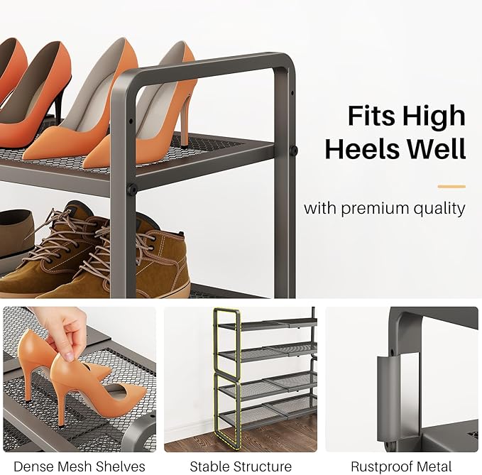 SNTD Shoe Rack - Expandable Shoe Organizer for Closet, Adjustable Metal Shoe Shelf Storage, Stackable Long Shoe Stand Holder 