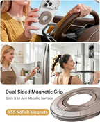 SYNCWIRE Magnetic Phone Ring Holder for MagSafe, 360° Rotation Cell Phone Grip Stand Finger Ring Kickstand Two-Sided Magnet Compatible with iPhone 17 Pro Max 16 15 14 13 12 MagSafe Accessories