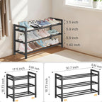 Detsuk 3-Tier Expandable Shoe Rack – Adjustable Heavy-Duty Metal Shoe Organizer Shelf for Closet, Entryway, Mudroom & Garage 