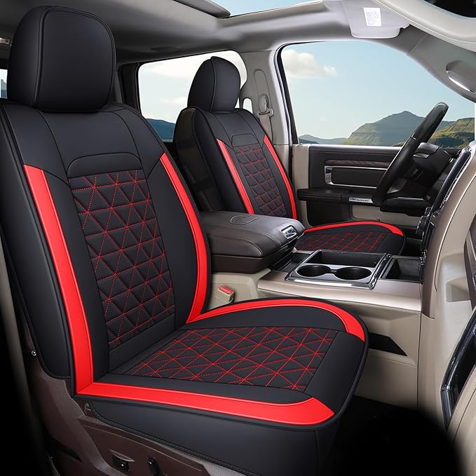 Coverado Seat Covers for Dodge Ram Full Set, Waterproof Truck Car Seat Cover Protectors Custom Fit for 2002-2025 Dodge RAM 15