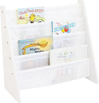 Humble Crew 4-Tier Kids Bookshelf, White Wood/White - Premium Book Shelf for Kids Rooms with Four Deep Pockets - Toddler Slin