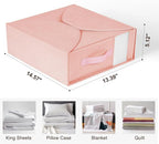 DIMJ Bed Sheet Organizers and Storage 8 Pack, Pink Foldable Sheet Organizer for Linen Closet, Bedding Folder Storage Box with