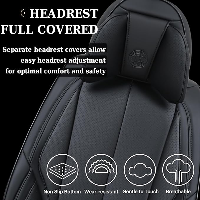 Coverado Universal Seat Covers Front, 2-Pack Universal Seat Covers for Cars, Waterproof Nappa Leather Car Seat Covers with He